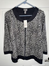 NWT Chico's Women's Travelers Jacket Sz 2/L Lightweight Crinkle Animal Relaxed