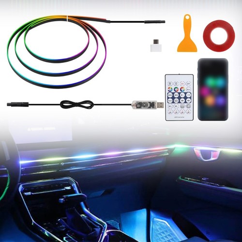 Car Light Strip 110cm with 16 Million Colors Music Sync Remote Control - Picture 2 of 8