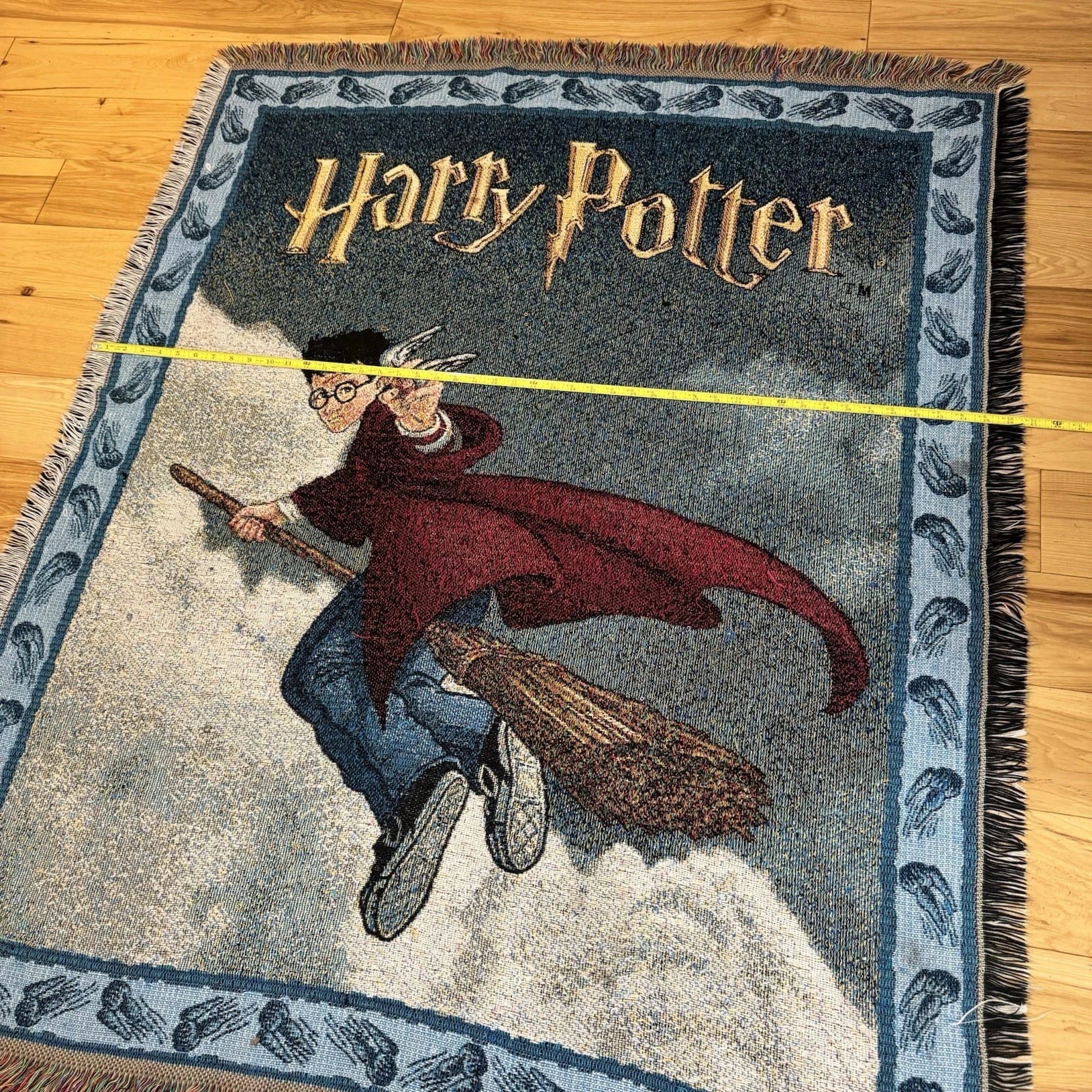 Harry Potter Woven Tapestry Throw Blanket 45x55 Wizard Broomstick Quidditch