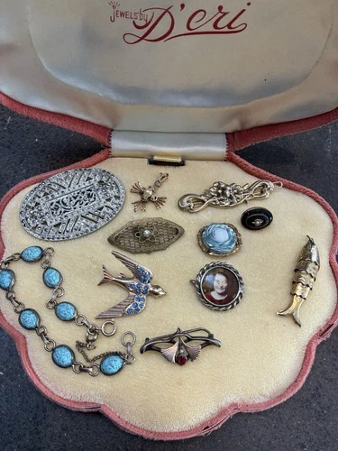 VTG Estate Costume Jewelry Mix Art Deco Victorian Brass/gf/picture Frame