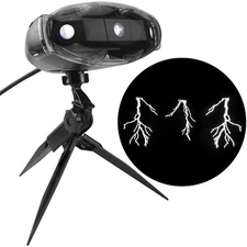LED Thunderbolt Projection Halloween Spotlight w/ Sound Haunted House Yard Decor