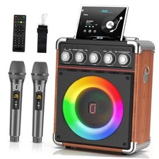Karaoke Machine with 2 Microphones: Portable Karaoke Machine for 100W WOOD
