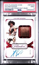 2024 Panini Flawless WWE Xavier Woods Signature Prime Patch Auto Ruby /15 PSA 9!