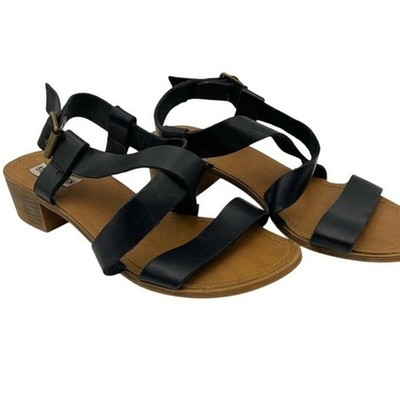 Steve Madden Lorelle Crisscross Slingback Black Chunky Heel Sandals Size 9