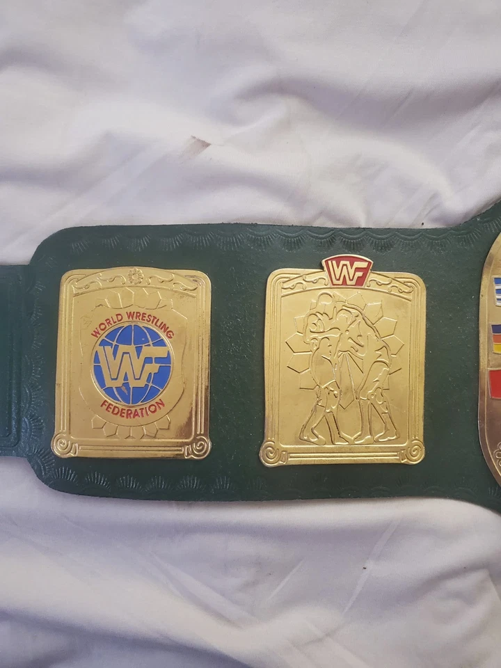 Custom WWF European championship belt with a green strap! - Image 2 of 4