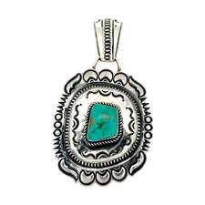 Roland Dixon, Pendant, Kingman Turquoise,  Navajo, 4 3/4"