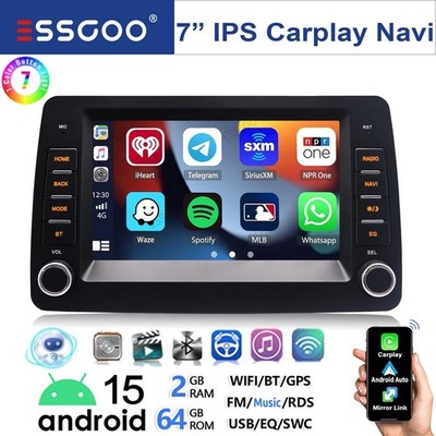 7'' Touchscreen Autoradio Android 15 Carplay 64G Navi RDS BT Für Fiat Panda 03-12