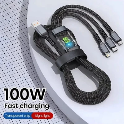 3 in 1 Fast Charging Cable Cell Phone Charger Cord For iPhone Type C Micro USB