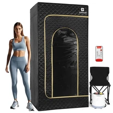 Black 1000W 2.6L Full Size Portable Steam Sauna Personal Home Spa w/Chair,Remote