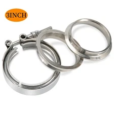 3inch Stainless Steel V-Band Clamp & Flange Kit for Muffler Exhaust Downpipe