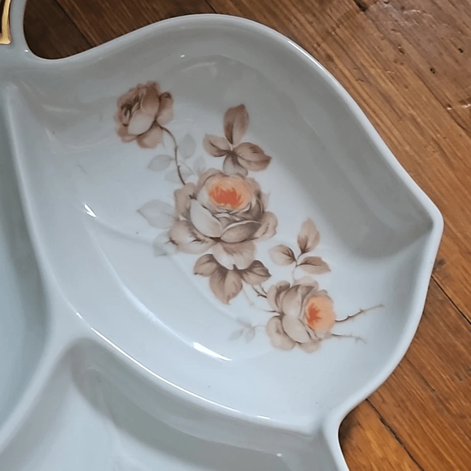 Vintage MCM Mitterteich Bavaria Geman Divided Compote Tray Trinket - Image 2 of 4