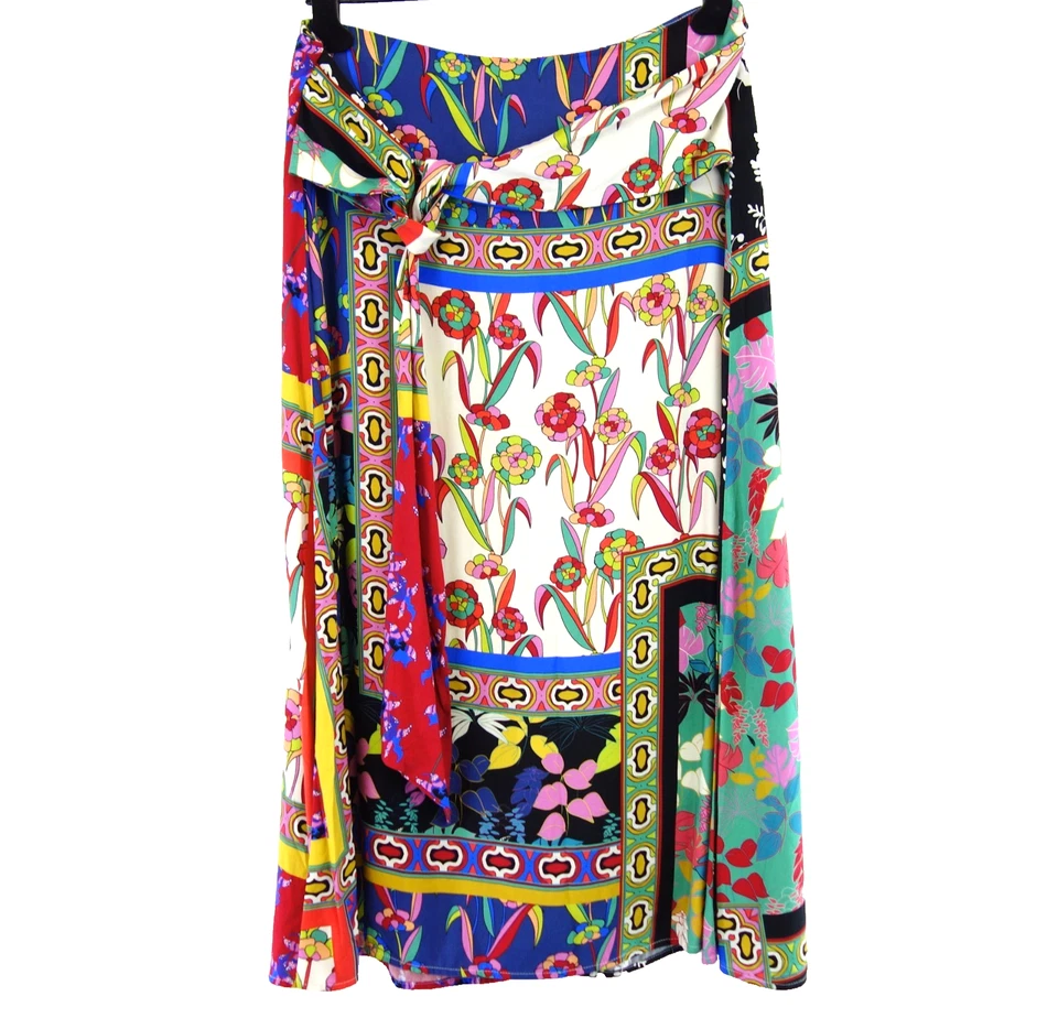 Rock Milano Italy 38 M Bunt Damen Sommer Midi Muster Bindeschal Leicht Np 89 Neu - Bild 2 von 4
