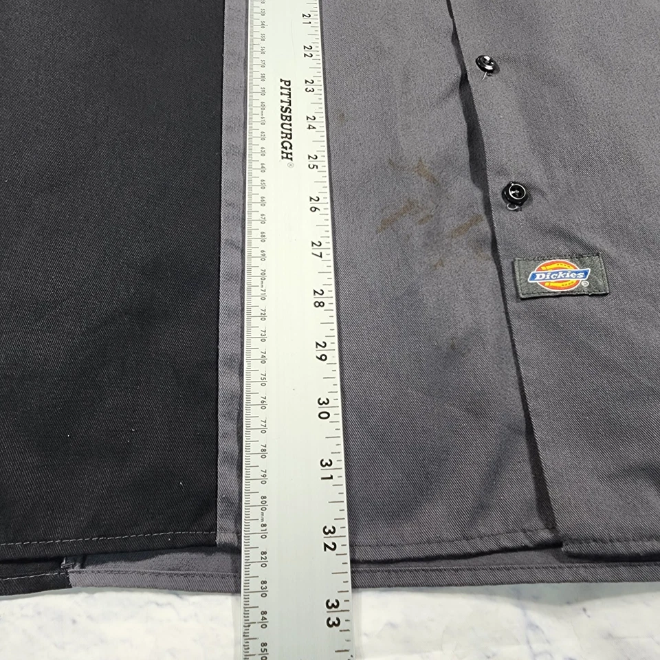 Amsoil Dickies MENS SIZE L Mechanic Heavy Duty Button Up Shirt Black Gray - Image 3 of 4