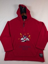 Vintage 2001 Looney Tunes Warner Bros Tweety Sylvester Fleece Hoodie Woman XL