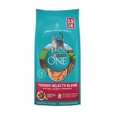 Purina ONE Natural Dry Cat Food Selects Tender Blend Real Salmon  3.5 lb New*