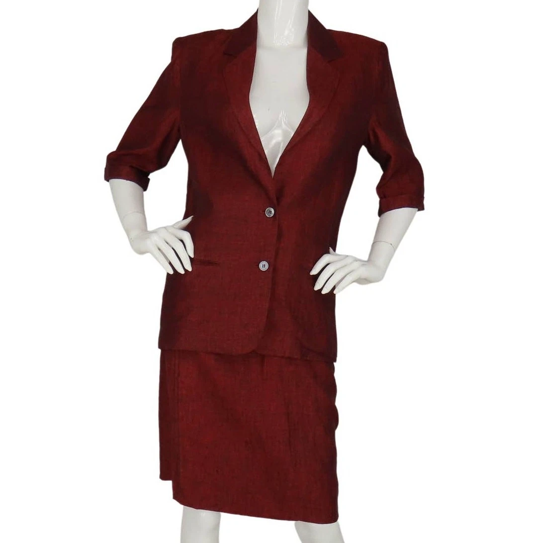 Robe Fourreau Et Veste Perry Ellis En Laine - Ensemble Vintage Bleu Taille 12 Et L
