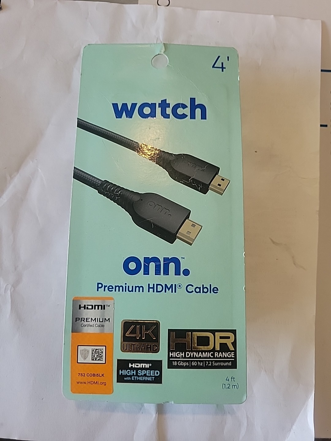 Onn HDMI Premium Cabel