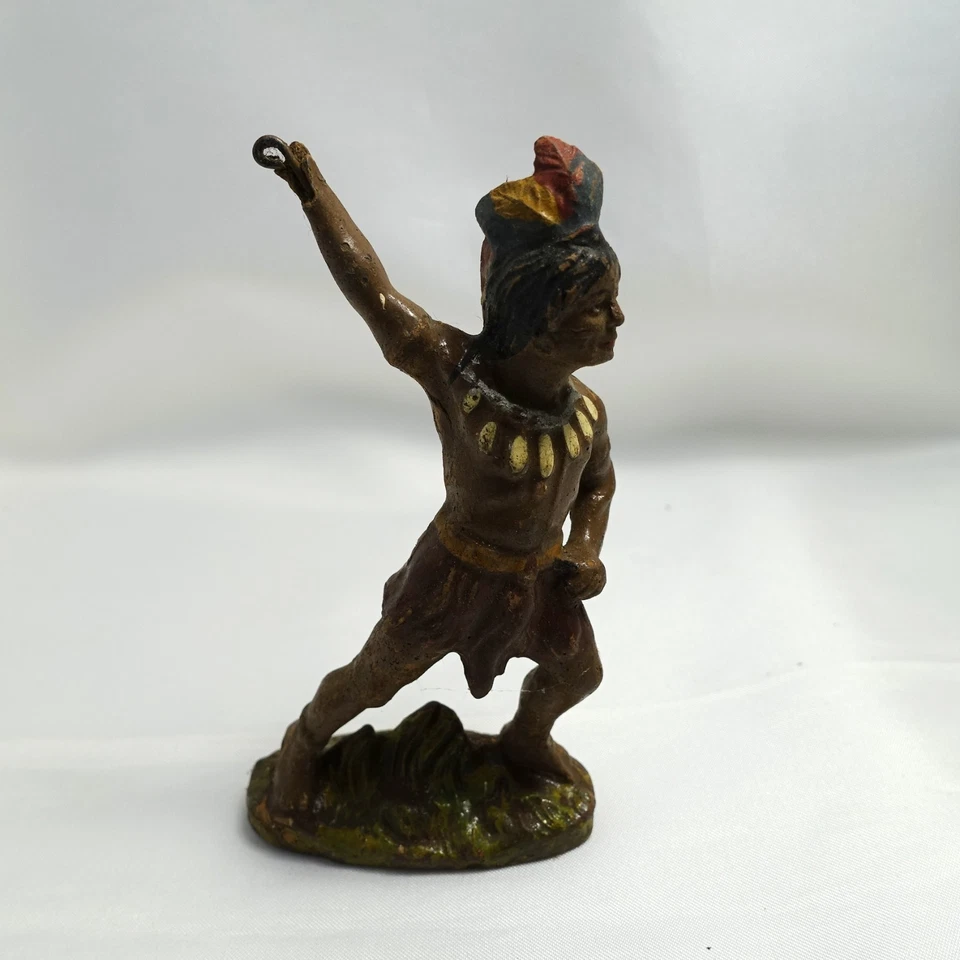 Wildwest Elastolin Masse Figur 12,0 cm Indianer um 1920 / ev 717(48) - Bild 2 von 4