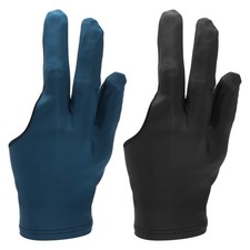 2 Pcs Three Fingers Pool Gloves, Left Hand Cue Sport Gloves, Black, Dark Green