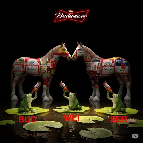 Budweiser Bud Light Beer Advertising Metal  Sign 8x12in Vintage Clydesdale FROGS