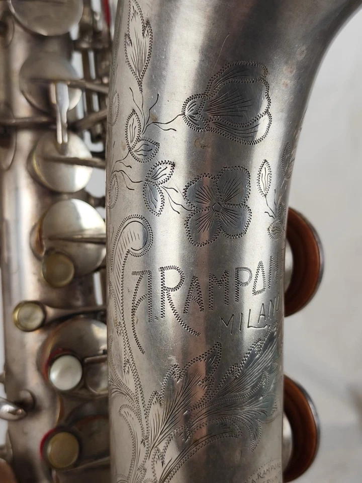 Agostino Rampone Milano Sassofono Contralto Argentato Custodia Originale Sax - Immagine 2 di 4