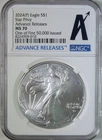 2024 (P) American Silver Eagle Star Privy Advance Releases First 50,000 NGC MS70