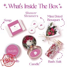 Spa Gift Set Women Rose Jasmine Candle Bath Treats Self Care Box