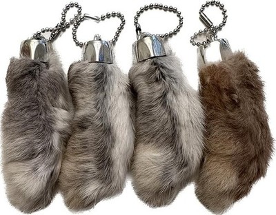 Dangerous Threads Rabbit Rabbits Foot Keychain White/Natural 4 pieces
