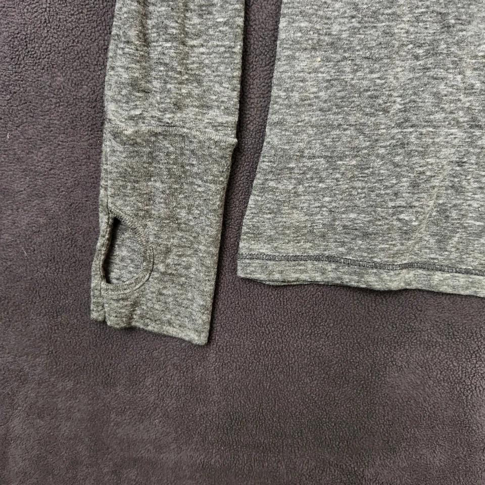 Top deportivo Alo para mujer pequeño gris jaspeado manga larga con capucha logotipo ligero Foto 4 de 4