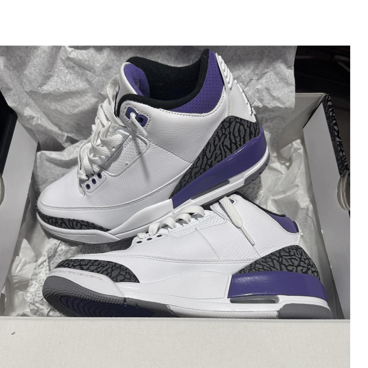 Jordan Air Jordan 3 Dark Iris Mid Top Sneakers White Purple