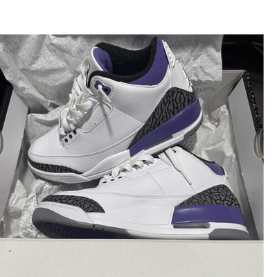 Jordan Air Jordan 3 Dark Iris Mid Top Sneakers White Purple