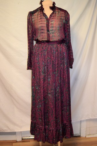 Maxi Falda de Colección Marie Coreenne Georgtown Seda Satén y Cuello Volante de Gasa Top-6-8 - Imagen 2 de 11