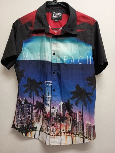 Public Supply Co NY Miami Beach Herren klein mehrfarbig Kurzarm Knopfleiste.