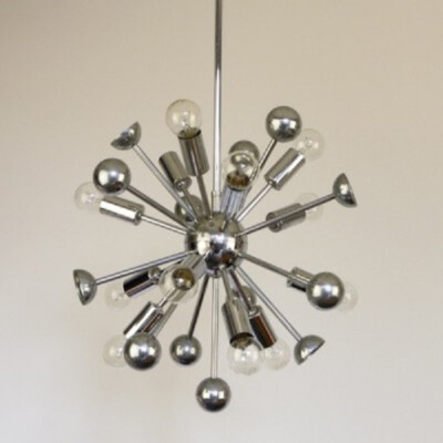 Mid Century style chrome finish Chandelier 12 Light sputnik brass ceiling light