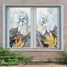 3D Flower 1712NAO Window Film Print Sticker Cling Stained Glass UV Block Fa