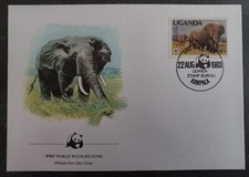 1983 Uganda World Wildlife Fund FDC 10Sh Stamp cd Kampala