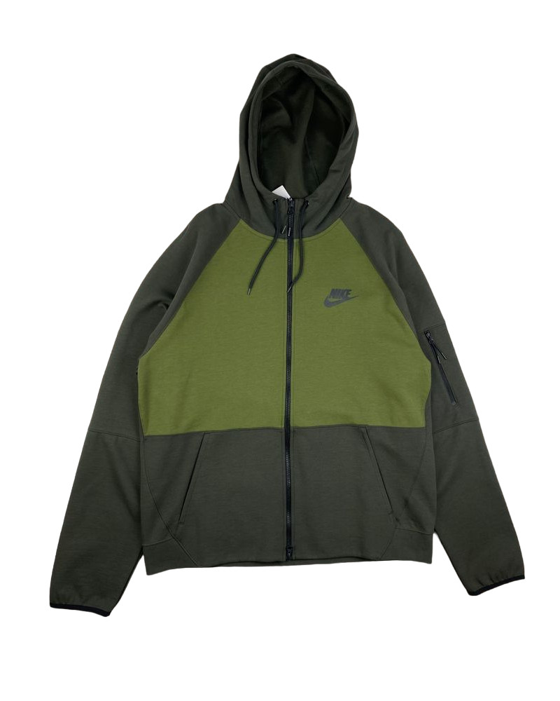 DR8910-355 Мужская спортивная одежда Nike Tech Fleece на молнии зеленого цвета