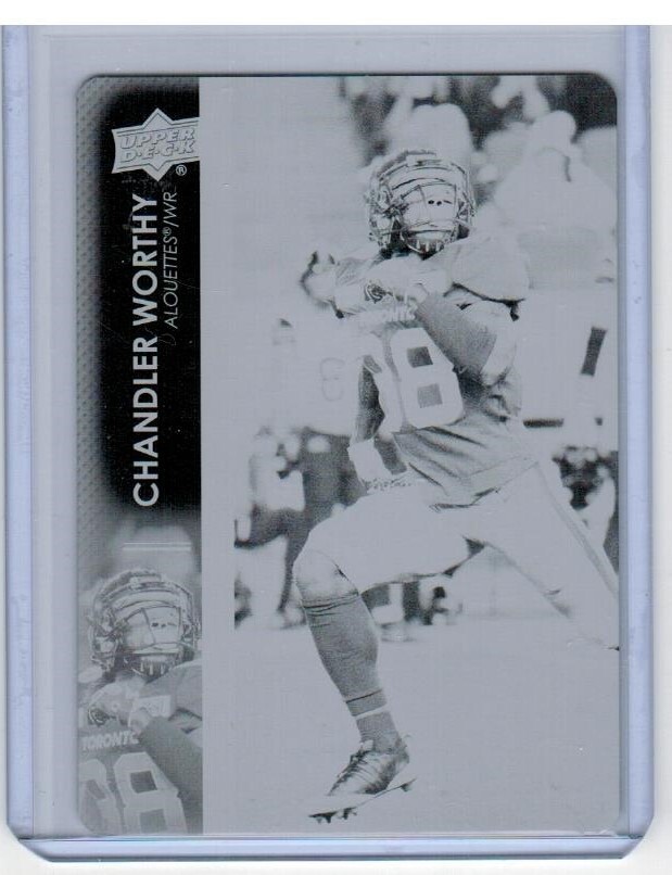 2022 Upper Deck CFL Printing Plate 48 Chandler Worthy 1/1 Montreal Alouettes