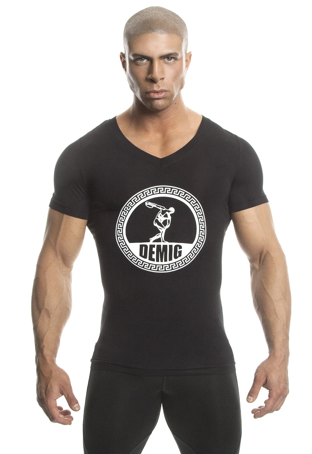 DEMIG Mens Deep V Neck T Shirt Compression Baselayer Bamboo Fabric