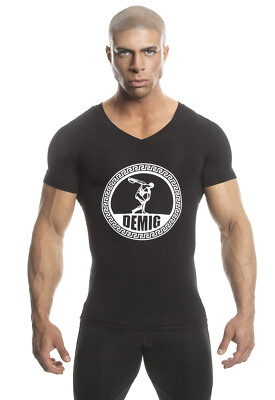 DEMIG Mens Deep V Neck T Shirt Compression Baselayer Bamboo Fabric