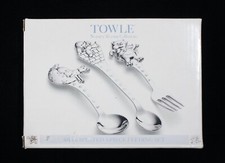 RARE TOWLE BABY'S 3 PIECE FEEDING SET NURSERY RHYME THEME SILVERPLATE NEW IN BOX