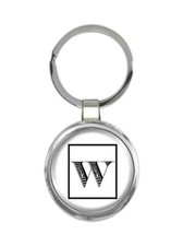Monogram Letter W : Gift Round Keychain Name Initial Alphabet ABC