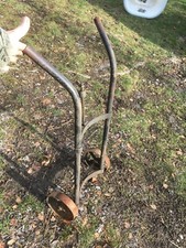 Vintage Cast Iron Gas Station Garage Oil Drum Mover Cart Dolly Cast Iron Wheels