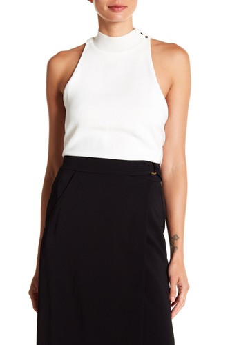 $595 Rare Designer A.L.C. Women's Black Rib Knit Snap Button Neck Top 10 - Picture 9 of 13