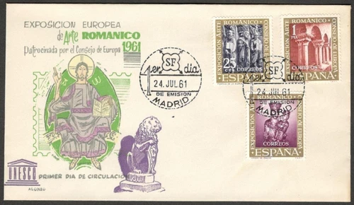 (AOP) Spain 1961 European Exhibition of Romanic Art FDC