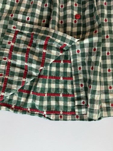 Copper Key Dress Girls 6x Gingham Apple Buttons Red White Green Vintage 90s - Picture 6 of 10