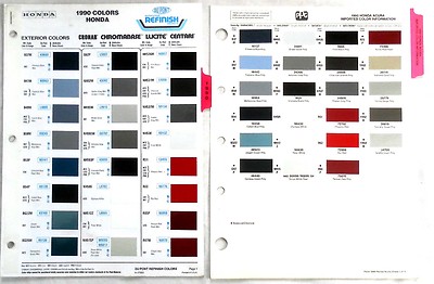 1990 Honda Dupont and PPG Color Paint Chip Chart All Models