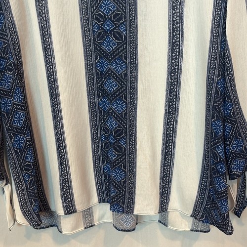 Michael Kors Women's Blue & White tie sleeve peasant blouse sz large boho flowy - Picture 5 of 14