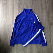 Nike Windbreaker Suit Jacket Pants Set Blue Nylon Womens XL Streetwear VTG 2 Pc