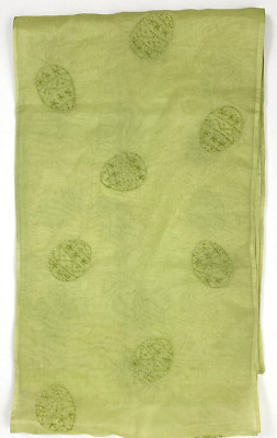 NEW Pottery Barn Silk Easter Table Runner 16x110 Green Beaded Eggs